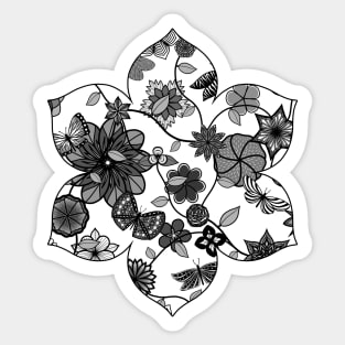 Butterfly Garden - Black on White Sticker